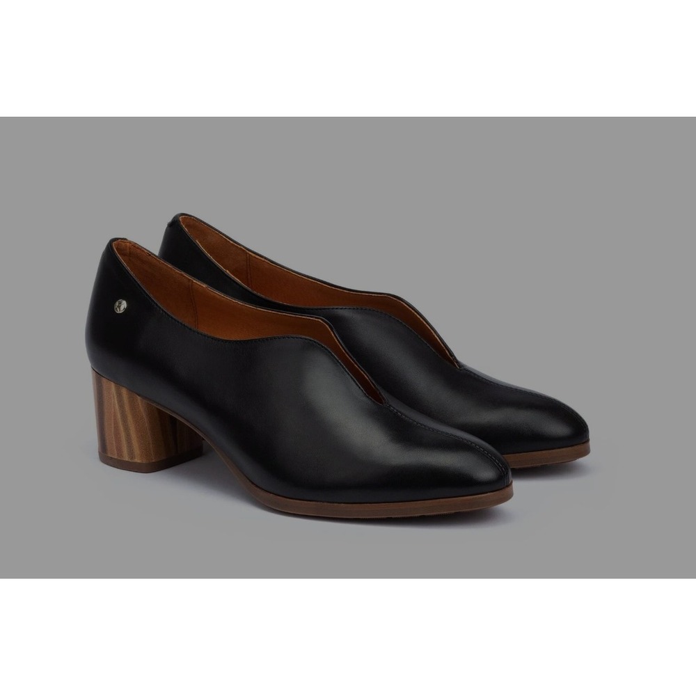 Pikolinos Calafat Loafers Pumps Calfskin Leather Black V-Cut Vamp Women 36 5.5-6